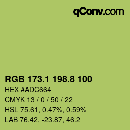 カラーコード: RGB 173.1 198.8 100 | qconv.com