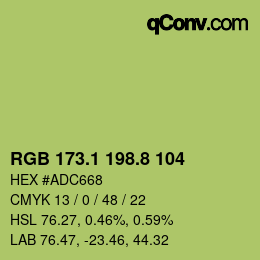 カラーコード: RGB 173.1 198.8 104 | qconv.com