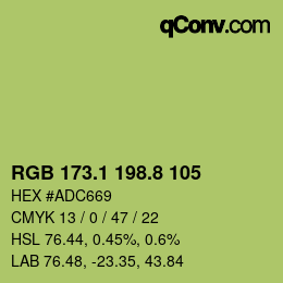 カラーコード: RGB 173.1 198.8 105 | qconv.com