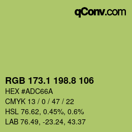 カラーコード: RGB 173.1 198.8 106 | qconv.com