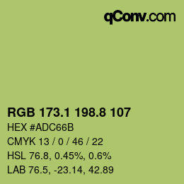 カラーコード: RGB 173.1 198.8 107 | qconv.com