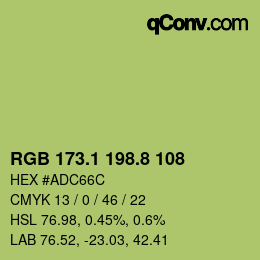 カラーコード: RGB 173.1 198.8 108 | qconv.com