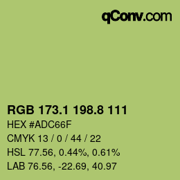 カラーコード: RGB 173.1 198.8 111 | qconv.com
