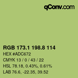 カラーコード: RGB 173.1 198.8 114 | qconv.com