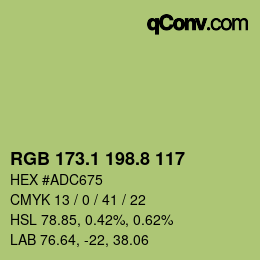 カラーコード: RGB 173.1 198.8 117 | qconv.com