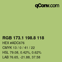 Color code: RGB 173.1 198.8 118 | qconv.com