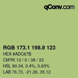 Color code: RGB 173.1 198.8 123 | qconv.com