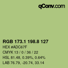 Color code: RGB 173.1 198.8 127 | qconv.com