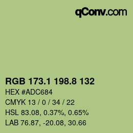 Color code: RGB 173.1 198.8 132 | qconv.com