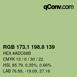 カラーコード: RGB 173.1 198.8 139 | qconv.com