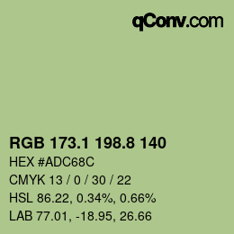 カラーコード: RGB 173.1 198.8 140 | qconv.com