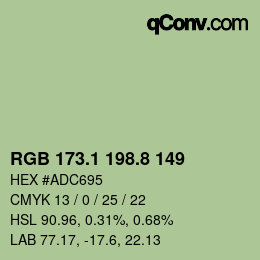 カラーコード: RGB 173.1 198.8 149 | qconv.com