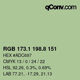 Color code: RGB 173.1 198.8 151 | qconv.com