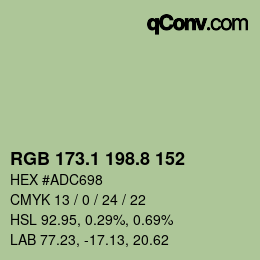 Color code: RGB 173.1 198.8 152 | qconv.com