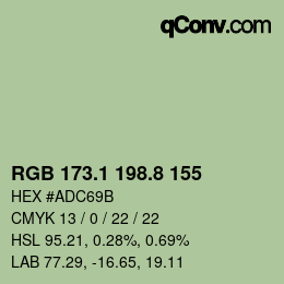 カラーコード: RGB 173.1 198.8 155 | qconv.com