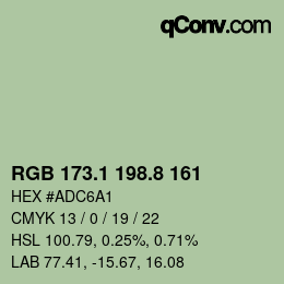 カラーコード: RGB 173.1 198.8 161 | qconv.com
