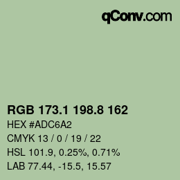 Color code: RGB 173.1 198.8 162 | qconv.com
