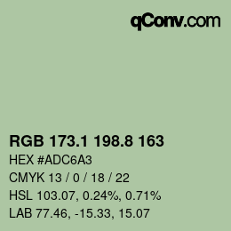Color code: RGB 173.1 198.8 163 | qconv.com