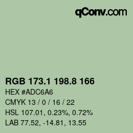 Color code: RGB 173.1 198.8 166 | qconv.com