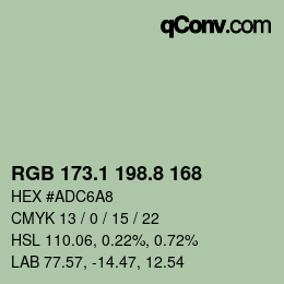 Color code: RGB 173.1 198.8 168 | qconv.com