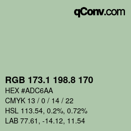 カラーコード: RGB 173.1 198.8 170 | qconv.com