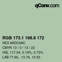 カラーコード: RGB 173.1 198.8 172 | qconv.com