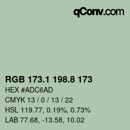 Color code: RGB 173.1 198.8 173 | qconv.com