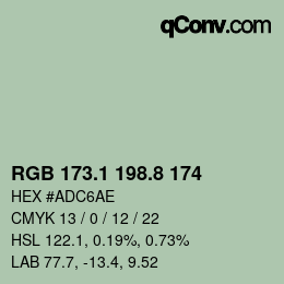 カラーコード: RGB 173.1 198.8 174 | qconv.com