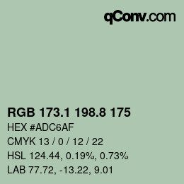カラーコード: RGB 173.1 198.8 175 | qconv.com
