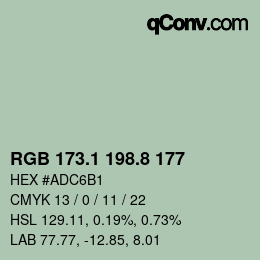 カラーコード: RGB 173.1 198.8 177 | qconv.com