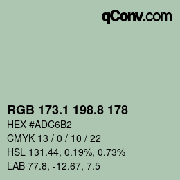 Color code: RGB 173.1 198.8 178 | qconv.com