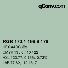 カラーコード: RGB 173.1 198.8 179 | qconv.com