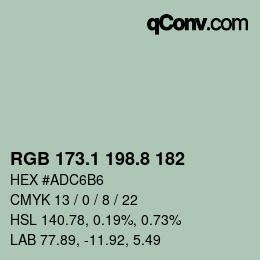 Color code: RGB 173.1 198.8 182 | qconv.com