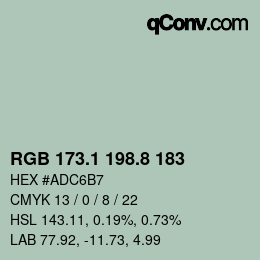 Color code: RGB 173.1 198.8 183 | qconv.com
