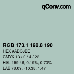 カラーコード: RGB 173.1 198.8 190 | qconv.com