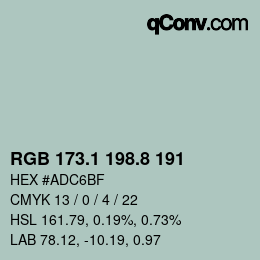 Farbcode: RGB 173.1 198.8 191 | qconv.com