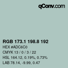 Farbcode: RGB 173.1 198.8 192 | qconv.com
