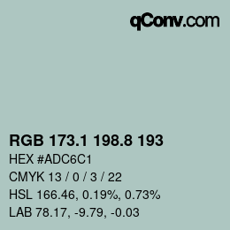 Color code: RGB 173.1 198.8 193 | qconv.com
