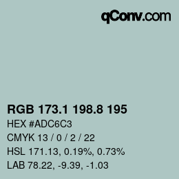 カラーコード: RGB 173.1 198.8 195 | qconv.com