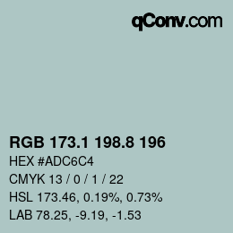 カラーコード: RGB 173.1 198.8 196 | qconv.com