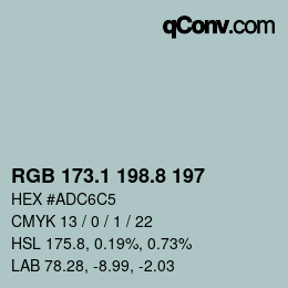 Color code: RGB 173.1 198.8 197 | qconv.com