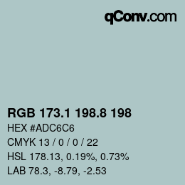 Color code: RGB 173.1 198.8 198 | qconv.com