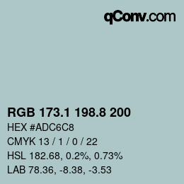 カラーコード: RGB 173.1 198.8 200 | qconv.com