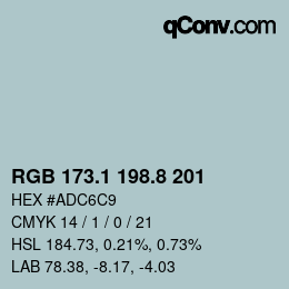 カラーコード: RGB 173.1 198.8 201 | qconv.com