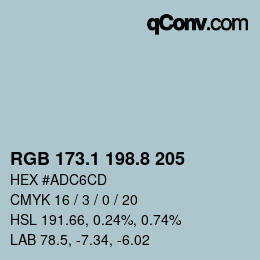 Color code: RGB 173.1 198.8 205 | qconv.com