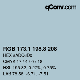 Color code: RGB 173.1 198.8 208 | qconv.com
