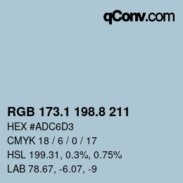 Color code: RGB 173.1 198.8 211 | qconv.com