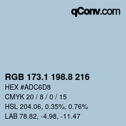 Color code: RGB 173.1 198.8 216 | qconv.com