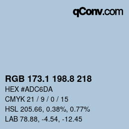 Color code: RGB 173.1 198.8 218 | qconv.com