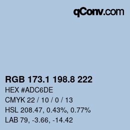 Color code: RGB 173.1 198.8 222 | qconv.com